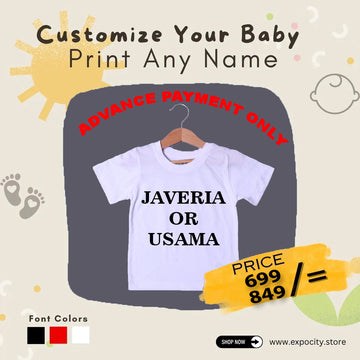 CUSTOMIZE YOUR NAME PRINT ON WHITE HALF SLEEVES T-SHIRT